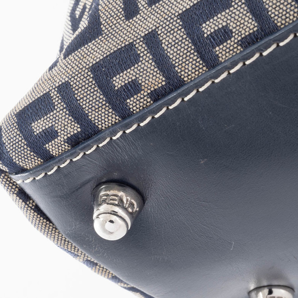 FENDI Cream Canvas Zucca Shoulder Bag - Picture 14 of 16